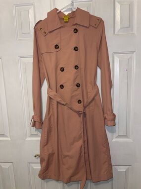 Daisy Dusty Rose Double-Breasted hoodie Trench Coat